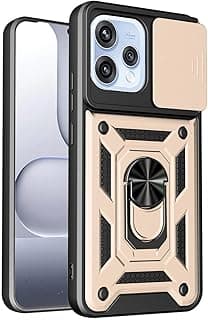 جراب حماية ضد الصدمات UNBLACK مع غطاء منزلق للكاميرا TPU + PC متوافق مع Oppo Reno 15F / Oppo Reno 15 5G (ذهبي)