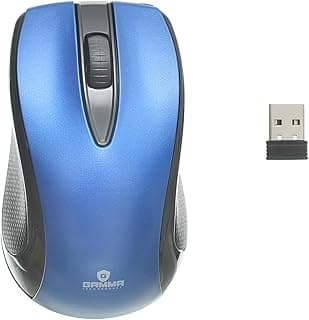ماوس لاسلكي Gamma M-72 بتصميم رائع مع مستقبل نانو USB بمدى 10 متر وسرعة عالية - أسود وأزرق