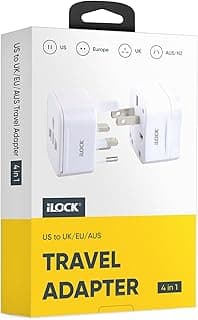 Universal Travel Adapter | US to UK/EU/AUS | Compact & Portable | White