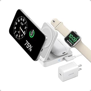 MagGo 3-in-1 MagSafe Compatible Qi2 15W Foldable Charging Station | Qi2 Certified Wireless Charging Stand, for iPhone 17 / 16 / 15 / 14 Series, AirPods, Apple Watch Ultra (Adapter Included)
