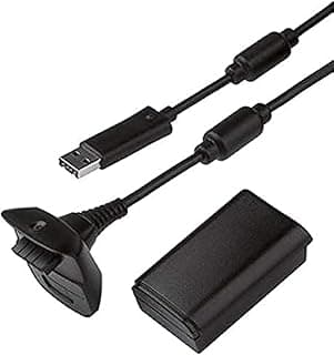 شاحن بتقنية USB متوافق مع أجهزة الألعاب Xbox 360 بمنفذ واحد، يتضمن بطارية 4800mAh وكابل شحن لوحدة التحكم اللاسلكية