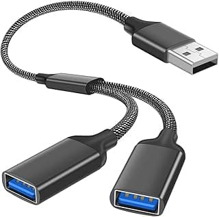 1 PCS USB Splitter Cable 1 IN 2 OUT ，USB 2.0 Male to Dual Female Extension Cord,Double Data+Charger Y Split.