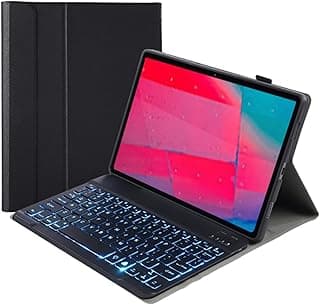 جراب كيبورد بإضاءة خلفية لجهاز لينوفو تاب M10 بلس 10.3 بوصة FHD (TB-X606F/TB-X606X) / K10 (TB-X6C6) مع كيبورد بلوتوث لاسلكي مغناطيسي قابل للفصل، أسود