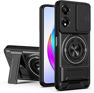 جراب حماية مقاوم للصدمات مع مسند وحماية للكاميرا من مادة TPU + PC متوافق مع Honor X5 Plus (أسود)