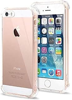 جراب شفاف متوافق مع iPhone 5 و5S، حماية كاملة للأركان من مادة TPU مضاد للاصفرار - شفاف