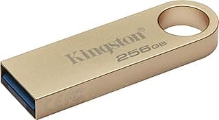 فلاشة USB داتا ترافيلر SE9 من كينجستون الجيل الثالث سعة 256 جيجابايت ، سرعة قراءة 220 ميجابايت الثانية 3.2 الأول بتصميم معدني لون ذهبي