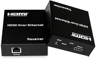 Dynamode HDMI Over Ethernet Extender Box with HDMI-IN/HDMI-OUT- Connects Cat5e / Cat6 Extender - Supports up to 1080p, 720p, 576p and 480p - up to 120m Signal Range (Black)