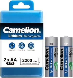 بطاريات AA ليثيوم قابلة للشحن 1.5V Li-AA2200mWh - أداء عالي مع شحن سريع Type-C (عبوة من 2)