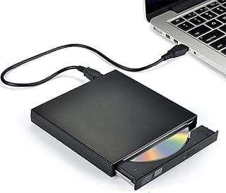 محرك أقراص CD DVD خارجي، بلينغ كو USB 2.0، محرك CD-RW خارجي نحيف، جهاز قراءة وتشغيل ونسخ أقراص DVD-RW للكمبيوتر المحمول والكمبيوتر المكتبي، أسود