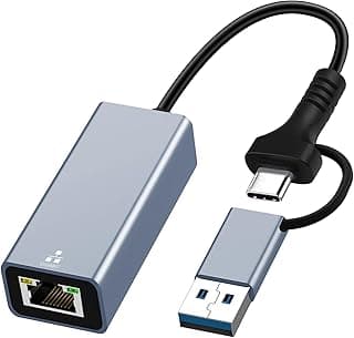 محول USB 3.0 إلى ايثرنت مع USB C إلى RJ45 شبكة سلكية 1000 ميجابايت في الثانية، محول شبكة ايثرنت إلى USB نوع C 10/100/1000 Mbps لويندوز XP ونظام التشغيل ماك ولينكس وفيستا 7 8 10 11 والمزيد