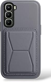 SL STORE Leather Case Compatible for INFINIX HOT 60 PRO PLUS Shockproof Leather Back Card Storage & case built-in Stand PU leather for a stylish look, comfortable grip (Gray)