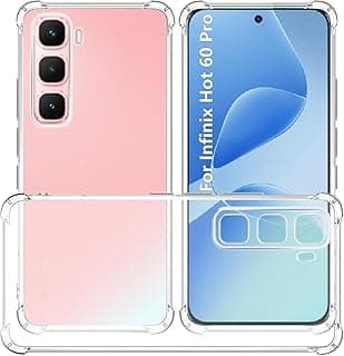 Dl3 Mobilak Case Compatible with Infinix Hot 60 Pro, Cover Silicone Transparent TPU Gorilla Anti-shock Protector Camera Shockproof Corners - Clear