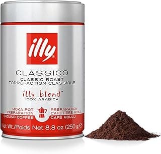 Coffee, Moka Ground, Medium Roast, 100% Arabica Bean Signature Italian Blend, Premium Gourmet Roasted Coffee, Pressurized Fresh 8.8 Ounce Tin, Stovetop Moka Pot Preparations