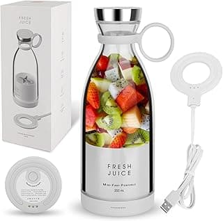 Personal Size Blender, Portable Blender, Battery-Powered USB Blender, 350ml, White
