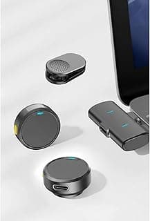 Dual Wireless Lavalier Microphone MC15C for USB-C Devices Magnetic Clip-on Lapel Mic Set with Type-C Receiver 25m Transmission Distance for Live Broadcast Recording Interview Vlog Meeting Plug