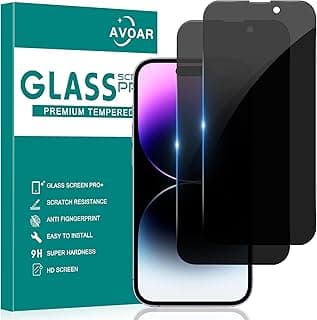 عدد 2 واقي شاشة خصوصية لهاتف ايفون 14 Pro Max، زجاج مقوى كامل، مضاد للتجسس، بدون فقاعات