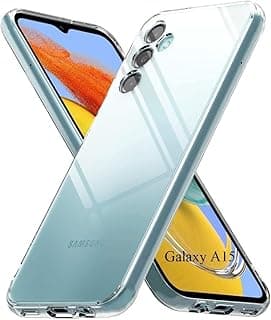 جراب حماية للكاميرا متوافق مع سامسونج Galaxy A15 5G شفاف، جراب موبايل سامسونج Galaxy A15 5G سيليكون ناعم ونحيف مضاد للاصفرار - شفاف