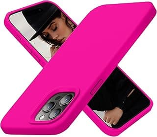 جراب لهاتف iPhone 15 Pro Max، سيليكون نحيف للغاية ومضاد للصدمات مع بطانة داخلية ناعمة، 6.7 بوصة، وردي فاقع