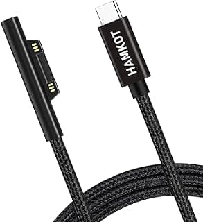 كابل شحن Surface Connect إلى USB-C بقدرة 15V/3A، متوافق مع Microsoft Surface Pro 7/6/5/4/3, Surface Laptop 3/2/1, Surface Go, Surface Book (مجدول نايلون، 6 قدم)