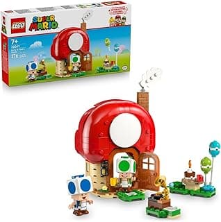 مجموعة LEGO Super Mario Party at Toad's House - مجموعة تفاعلية مع مجسمين، مطبخ، غرفة نوم وطاولة نزهة - هدية للاعبين من سن 7 سنوات فما فوق - 72041