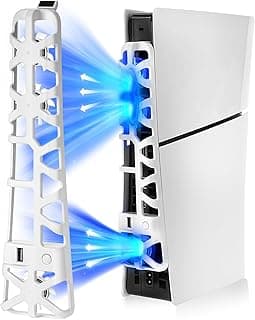 Jhua Cooling Fan for PS5 Slim Quiet Cooler Fan Efficient Cooling Accessories with 3 Fans, 3 Adjustable Speed, LED Light, USB3.0 Port, External Cooling System for PS5 Slim