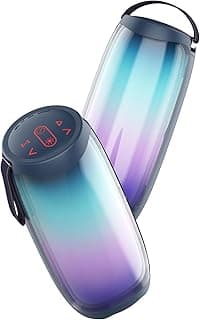 P40 Thunder سماعة بلوتوث محمولة لاسلكية - صوت باس عميق مع إضاءة RGB، أربعة أوضاع إضاءة، مقاومة للماء IPX6، مدخل TF/USB/Aux، تصميم أنيق ومتين - أزرق داكن | ضمان 18 شهر