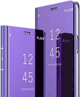CCSamll Mirror Case for Xiaomi Poco F4 5G with Kickstand, Luxury Clear View Smart Display Flip Case Ultra Thin with Wireless Charging Phone Cover for Xiaomi Poco F4 5G QH Purple
