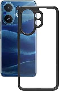 Grabist Crystal Clear Case Compatible with vivo v60 – Military Grade Shockproof Protective Phone Cover, Non-Yellowing, with Camera Protection, Does Not Support Wireless Charging (Black Frame)