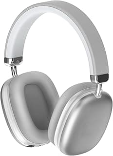 ST-1004 Wireless Bluetooth Headphones, Over-Ear Foldable Headset with Built-in Microphone, Hi-Fi Stereo Sound, Deep Bass, FM Radio & TF Card Support for PC, Smartphone, and TV (Silver)