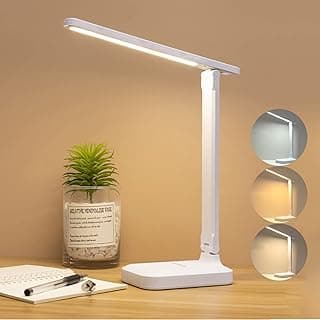 Desk Lamp, Rechargeable LED Light, 3 Dimmable Color Levels, Continuous Dimmable Reading Lamp, Touch Control, Reading Light with Eye Protection