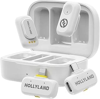 Lark A1 Combo Wireless Lavalier Microphone for iPhone 14/13/12 (2TX + 2RX + Charging Case) 48KHz/24-Bit, 3-Level Intelligent Noise, Microphone for YouTube, Podcast, Vlogging (White)