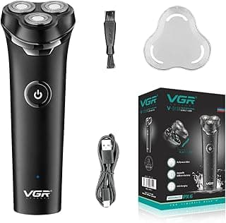 V-319 ماكينة حلاقة كهربائية مميزة لاسلكية قابلة لإعادة الشحن، مقاومة للماء بالكامل IPX6، 3 رؤوس دوارة للحلاقة الجافة والمبللة للرجال مع قاعدة مغناطيسية، شحن فائق السرعة، وقت تشغيل 90 دقيقة مع مؤشر LED
