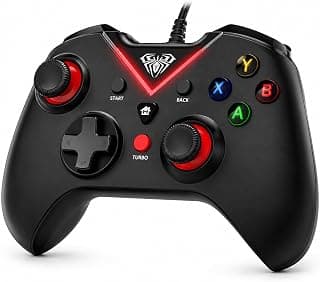 AULA G1000 Wired USB Gamepad compatible with PC and PS3, Dual Vibration, Turbo Mode, LED Lighting, Ergonomic Design