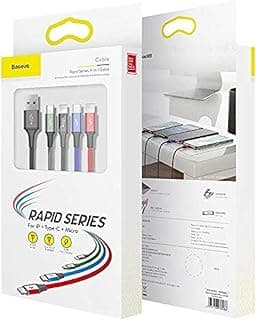 كابل شحن سريع 4 في 1 من سلسلة Rapid بقوة 3.5A (2x Lightning + Type-C + Micro) لهواتف ابل ايفون، سامسونج، هواوي، اوبو، شاومي - 1.2 متر