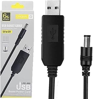 كابل راوتر USB DC من 5 فولت إلى 12 فولت، كابل رفع جهد مع جاك 5.5x2.1 مم للمراوح، إضاءة LED، الراوتر والسماعات (1 متر)