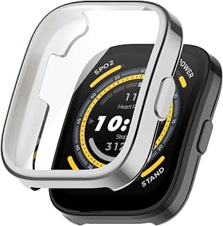 Case Compatible with Amazfit Bip 5 (A2215) All-Around with Built-in Screen Protector Watch Soft TPU Shockproof Cover Slim Guard Thin Bumper Shell Protector for Amazfit Bip 5 (Silver)