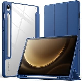 جراب لجهاز سامسونج Galaxy Tab S10 Lite / S10 FE / S9 FE 10.9 بوصة مع مكان للقلم، ظهر شفاف صلب، حامل ثلاثي الطي، خاصية النوم/الاستيقاظ التلقائي (كحلي)