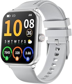 ساعة ذكية Weofly Active2 (إجراء/استقبال مكالمات)، شاشة لمس 1.85 بوصة HD، تتبع لياقة بدنية، 100+ وضع رياضي، قياس نبض وأكسجين، مقاومة للماء IP68 (فضي)