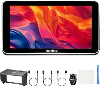 Godox GM6S Pro Kit 2 DSLR Camera Field Monitor, 5.5 Inch Touch Screen, 2000 Nits 4K HDMI Input/Loop-Through, 3D LUT Import, HD 1920x1080 IPS, Screenshot, On-Camera Monitor with Sunshade Hood