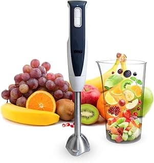 DSP Hand Blender 2-in-1, 400W Turbo Power with Variable Speed, ABS & Stainless Steel Body, Low Noise, Energy Saving, Copper Motor 7912, Includes 800ml Cup, Egg Whisk, Egg Stick, KM1024 (Black)