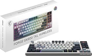 MSI كيبورد GK600 TKL ميكانيكي لاسلكي سكاي اف ار مع مفاتيح خطية من فورج - اغطية مفاتيح بي بي تي مطبوعة بالتسامي، قاعدة غير قابلة للانزلاق، RGB LED، USB 2.0، بلوتوث، 2.4GHz - بدون كيبورد رقمي