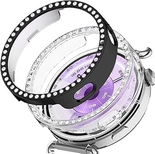 [Pack of 2 Watch Case Compatible with Huawei Watch GT6 / GT5 / GT4 41 mm, Glitter Rhinestone Diamond PC Protective Case Replacement Watches Protective Cover for Men Women (Black + Transparent)