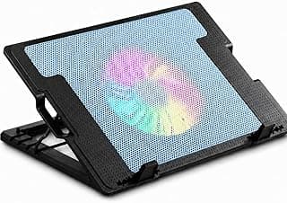 قاعدة تبريد لابتوب بمروحة، حامل قابل للتعديل مع مروحة USB صامتة، إضاءة LED، ZR450 (أزرق)