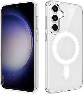جراب شفاف يدعم الشحن اللاسلكي لهاتف سامسونج Galaxy S25 FE متوافق مع Magsafe، ظهر صلب وزوايا سيليكون ناعمة، مقاوم للاصفرار ومغناطيس قوي