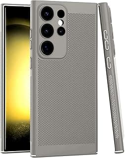 Case For Samsung Galaxy S22 Ultra (6.8") Heat Dissipation Case with Built-in Camera Lens Protector Slim Fit Breathable Cooling Anti-Fingerprint Hard PC Back Shockproof Cover (Gray)