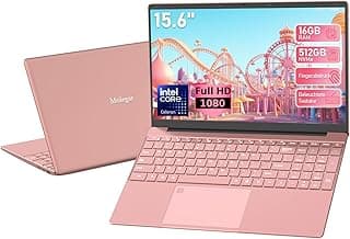 15.6 Inch Laptop Computer, 16GB DDR4 1TB SSD, Quad-Core Celeron N5095 CPU (up to 2.9 GHz), Student/Business Laptop with 1080P FHD Display, 44WH Battery, 2.4/5G WiFi, BT 4.2, Backlit Keyboard (Pink)