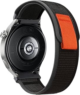 22 mm Strap for Huawei Watch GT 6/GT5 46 mm/GT 5 Pro/GT 4/GT 3/GT 3 Pro/Ultimate/Buds, Elastic Nylon Velcro Replacement Strap for Huawei Watch 5 46 mm/4 Pro/4 - Black and Grey