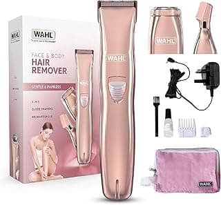 WAHL Pure Confidence Ladies Face & Body Hair Remover, Eyebrow Body Groomer, Eyebrow Shaper, Rechargeable Facial Hair Remover, Cordless Rechargeable Groomer, 5 Position Length Guide, 09865-4027