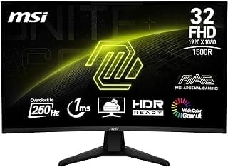 شاشة ألعاب منحنية ماج 32C6X 32 بوصة FHD انحناء 1500R دقة 1920×1080، لوحة بتقنية التراصف الرأسي واستجابة 250 مللي ثانية، مزامنة تكيفية مع منفذ العرض دي بي 1.14a وHDMI 2.20b وميزة سي اي سي من ام اس اي
