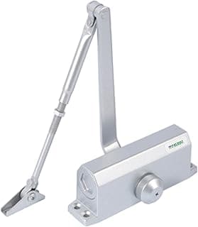 PALMAT - Automatic Adjustable Hydraulic Door Closer - Complete with Mounting Plate, Normal Rod, Suitable for All House and Apartment Doors Door Weights (40-65 kg, Silver)